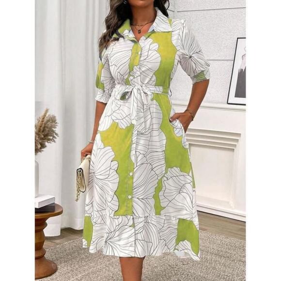 New Women's Floral Printed Front Short Back Long Casual Summer Vacation Dr - Picture 6 of 7